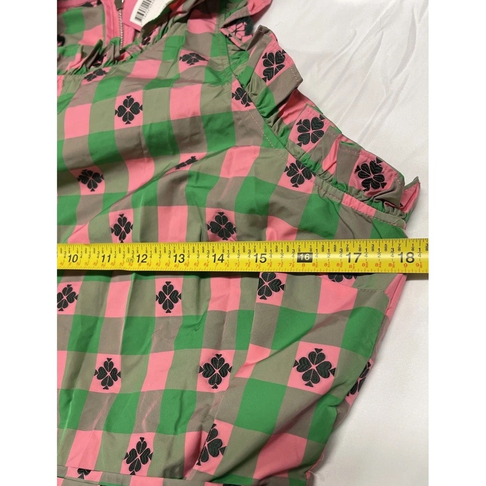 NWT Kate Spade‎ New York Green Pink Plaid Gingham Dress Women's 8 MSRP $598 - Picture 6 of 11